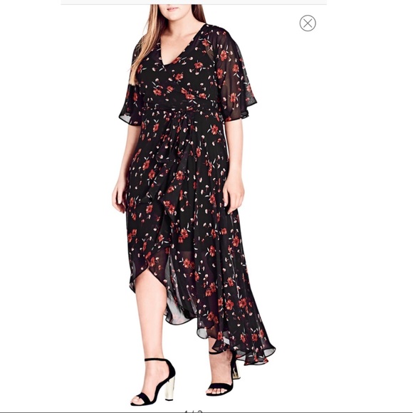City Chic Dresses & Skirts - City Chic Floral High Low Wrap Dress